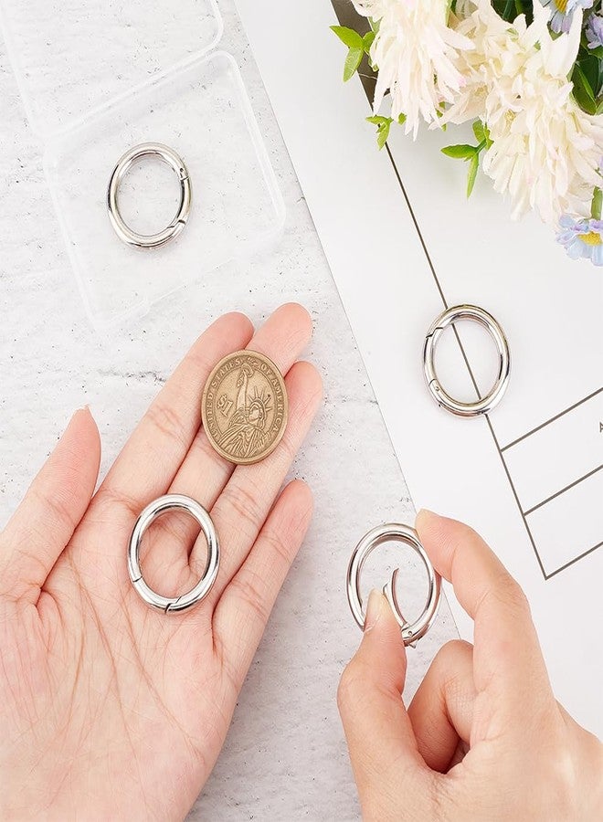 UNICRAFTALE 4Pcs Stainless Steel Spring Gate Rings Metal O Rings Hollow Round Ring Circle Connector Keychain Rings for DIY Jewelry Making Inner 28mm - Image 4