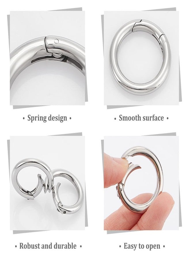 UNICRAFTALE 4Pcs Stainless Steel Spring Gate Rings Metal O Rings Hollow Round Ring Circle Connector Keychain Rings for DIY Jewelry Making Inner 28mm - Image 5