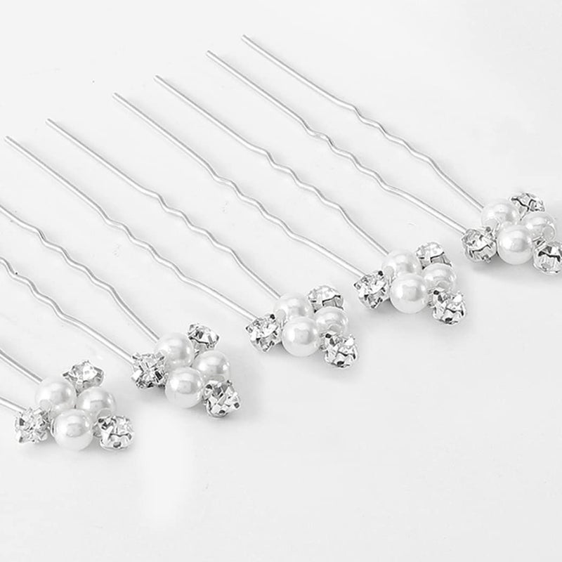 دبابيس شعر العروس أصول فضية لزينة الشعر مع كريستالات لنساء والفتيات - عبوة من 5