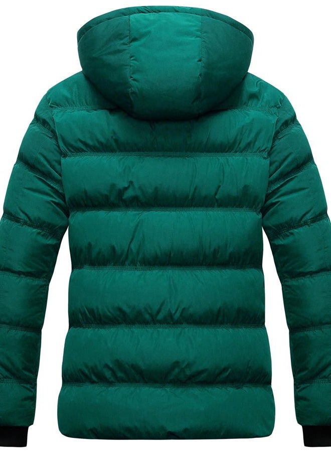 CREATMO US Plus Size Winter Coats For Women Cozy Puffy Jacket Women's Quilted Thicken Puffer Padded Coat With Removable Hood Dark Green M - Image 2