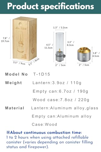 camping moon CAMPINGMOON Camping Gas Lantern Gas Candle with Empty Tank Wooden Lantern Case T-1D15 - Image 4