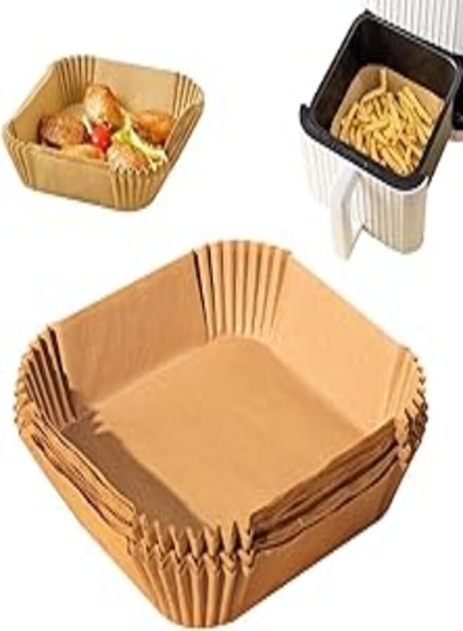 Non-stick Parchment Disposable Paper Liner For Oven And Air Fryer - Square, 50 Pieces, 6.3in, Natural