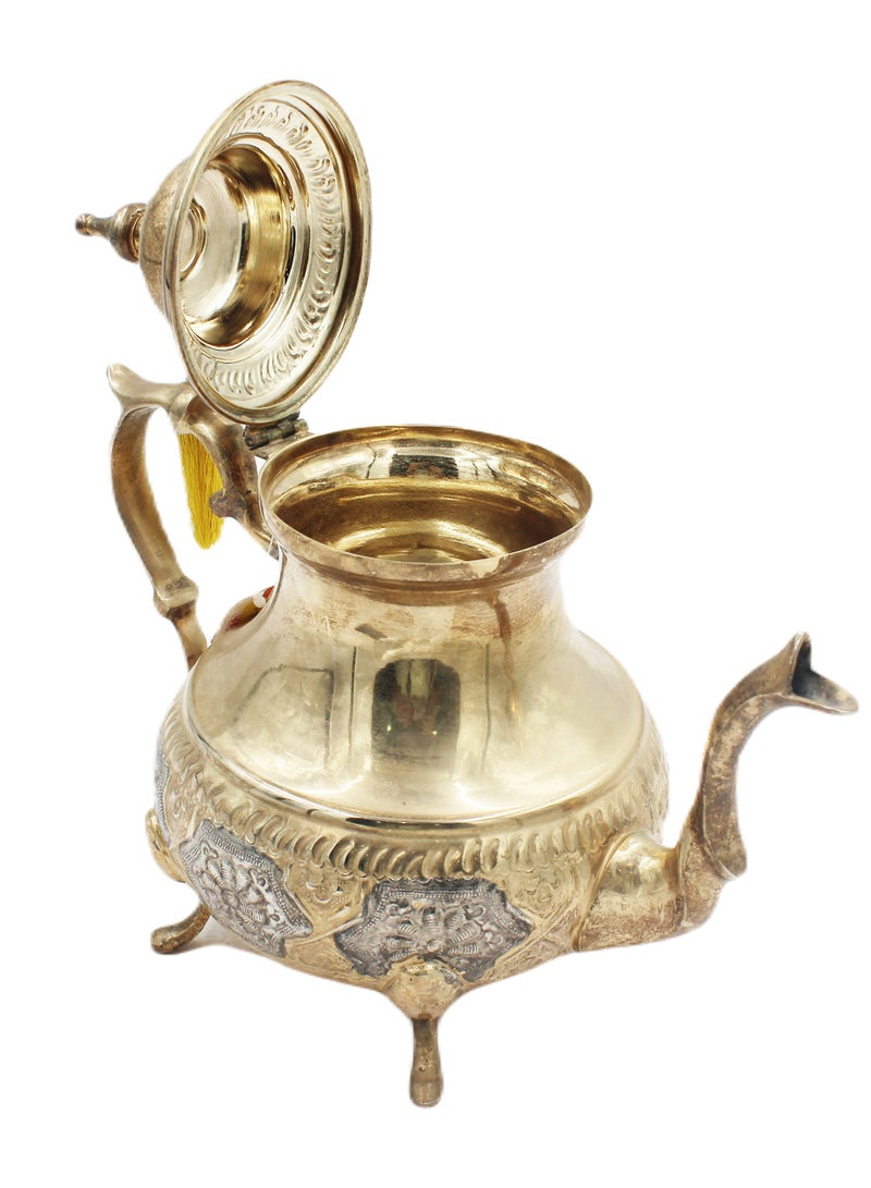 Antique Museum إبريق شاي تقليدي عربي مغربي مطلي بالذهب 27 × 27 سم  - Image 2