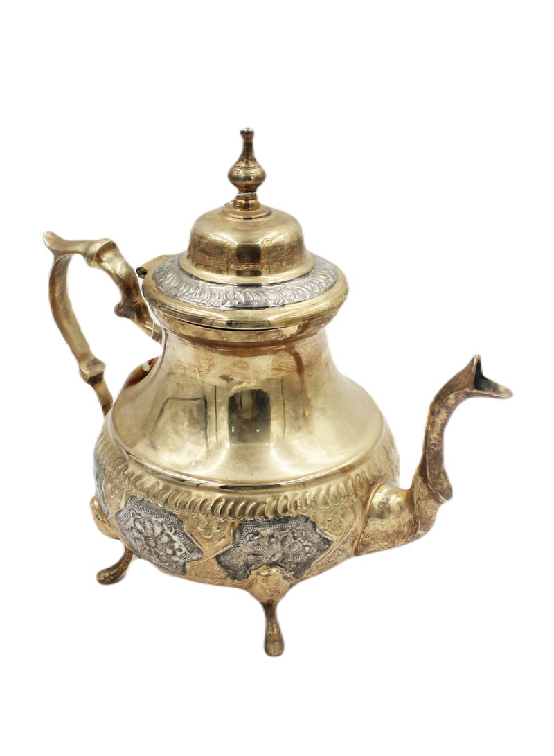 Antique Museum إبريق شاي تقليدي عربي مغربي مطلي بالذهب 27 × 27 سم  - Image 4