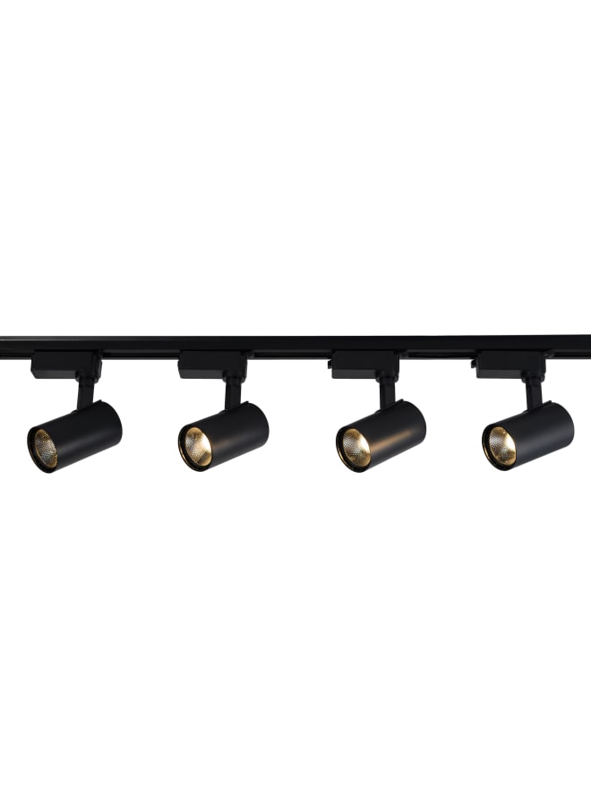 Set of 4 Track Lights 10W – High Quality – Black Body – Warm White LED – Light Color: Warm