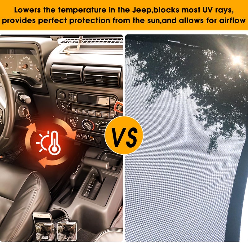 Generic West-xingzhe for Jeep Wrangler TJ Accessories:Mesh Sunshade Bikini Top for Jeep Wrangler 1997-2006 TJ,Block Most UV and Reduce Noise  - Image 2