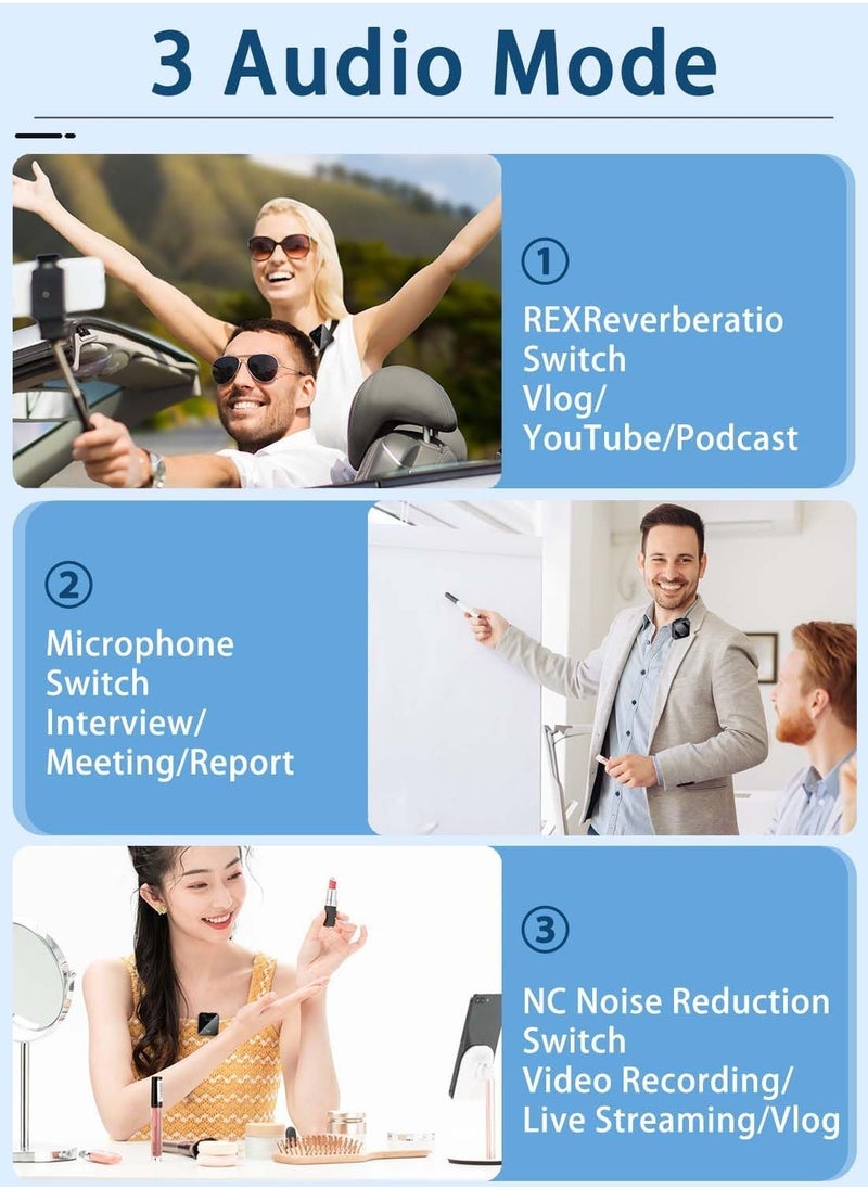 ELIKLIV - Best-selling wireless lavalier microphone: high-sensitivity digital sound quality, 30-meter transmission free movement, intelligent noise reduction and clear recording, 2.4GHz stable transmission, DSP noise reduction, compatible with multi-device long-lasting battery life, omnidirectional pickup sound quality, Bluetooth reverberation multi-function, widely compatible with long battery life - Image 1