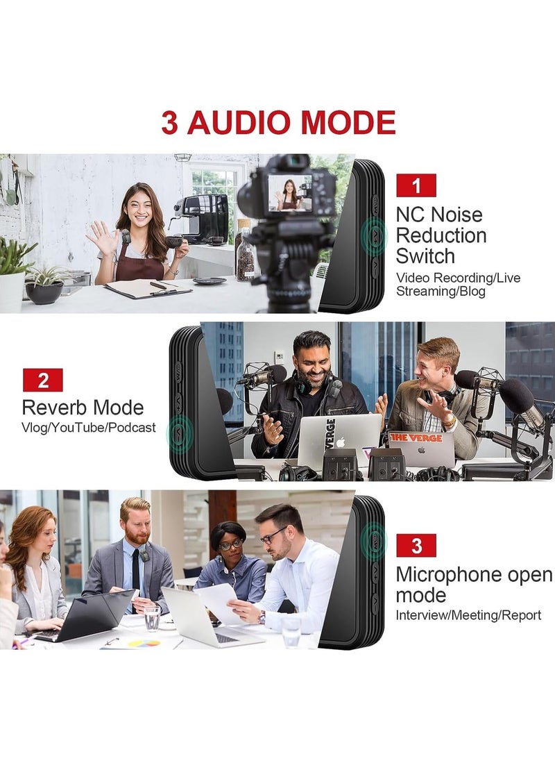ELIKLIV - Best-selling wireless lavalier microphone: high-sensitivity digital sound quality, 30-meter transmission free movement, intelligent noise reduction and clear recording, 2.4GHz stable transmission, DSP noise reduction, compatible with multi-device long-lasting battery life, omnidirectional pickup sound quality, Bluetooth reverberation multi-function, widely compatible with long battery life - Image 1