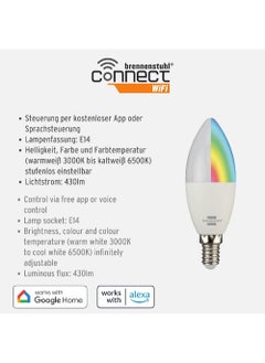 Brennenstuhl Brennenstuhl WiFi Smart Dimmable LED Light Bulb – 5.5W E14 Candle Shape, Energy-Efficient & App-Controlled  - Image 2
