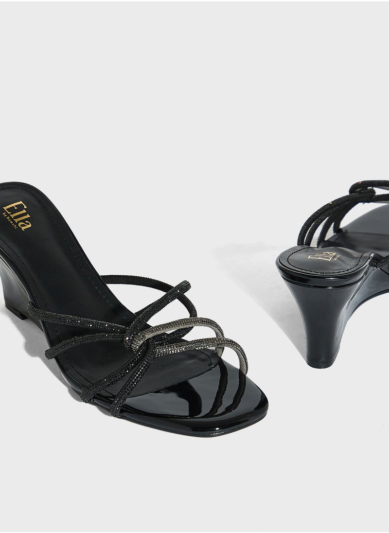 Ella Limited Edition Diamante Strap Wedge Sandal  - Image 4