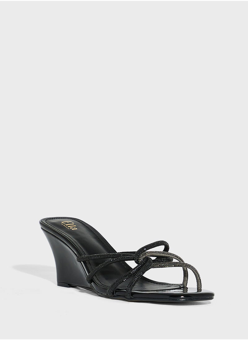 Ella Limited Edition Diamante Strap Wedge Sandal  - Image 2