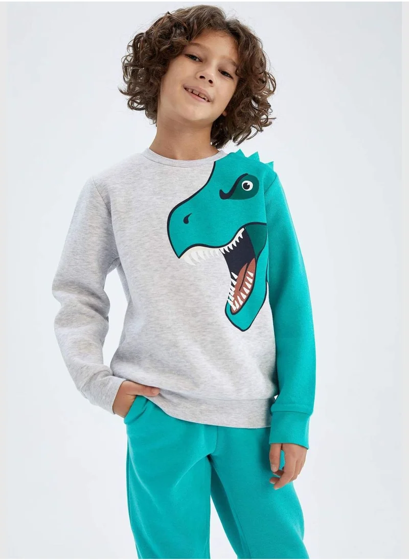 DeFacto Long Sleeve Dragon Patterned Sweatshirt