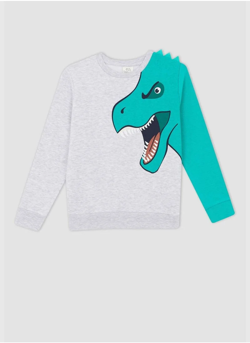 DeFacto Long Sleeve Dragon Patterned Sweatshirt