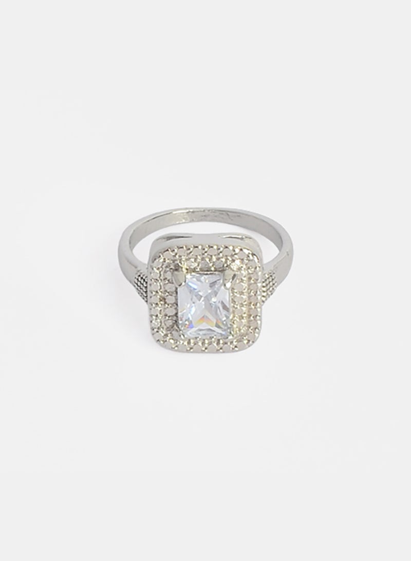 Akher el Ankoud Women'S Ring Set With A Central Stone (Square Design), With A Square Frame And Sparkling Metal Engravings. - Image 3