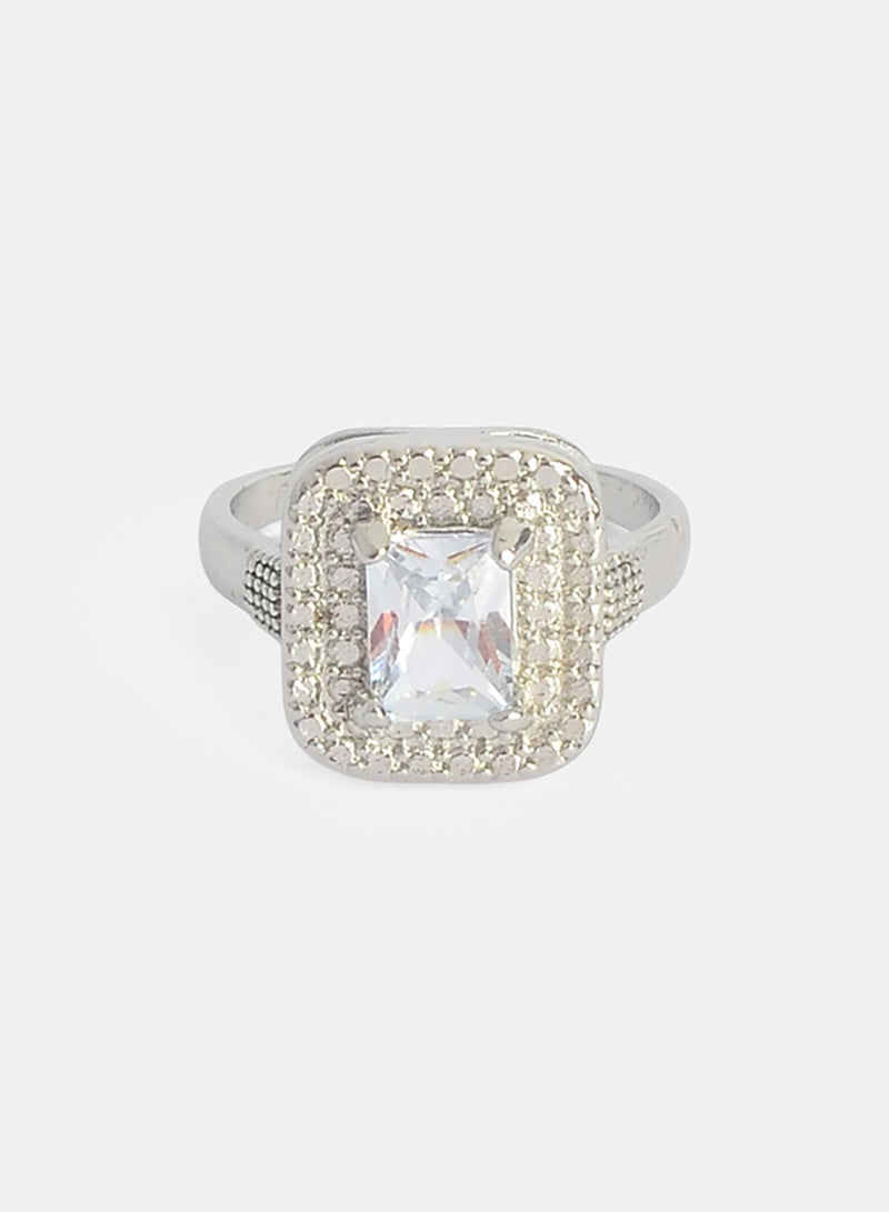 Akher el Ankoud Women'S Ring Set With A Central Stone (Square Design), With A Square Frame And Sparkling Metal Engravings. - Image 2