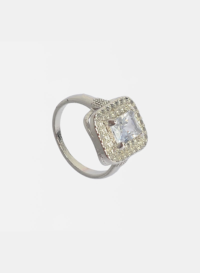 Akher el Ankoud Women'S Ring Set With A Central Stone (Square Design), With A Square Frame And Sparkling Metal Engravings. - Image 1