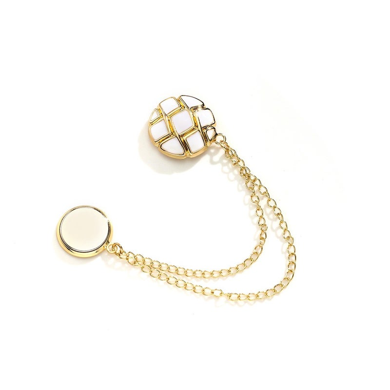 Nine-Grid White Pants Leg Anti-Scratch Tool with Magnetic Chain Buckle - Adjustable Length Clip - Image 1
