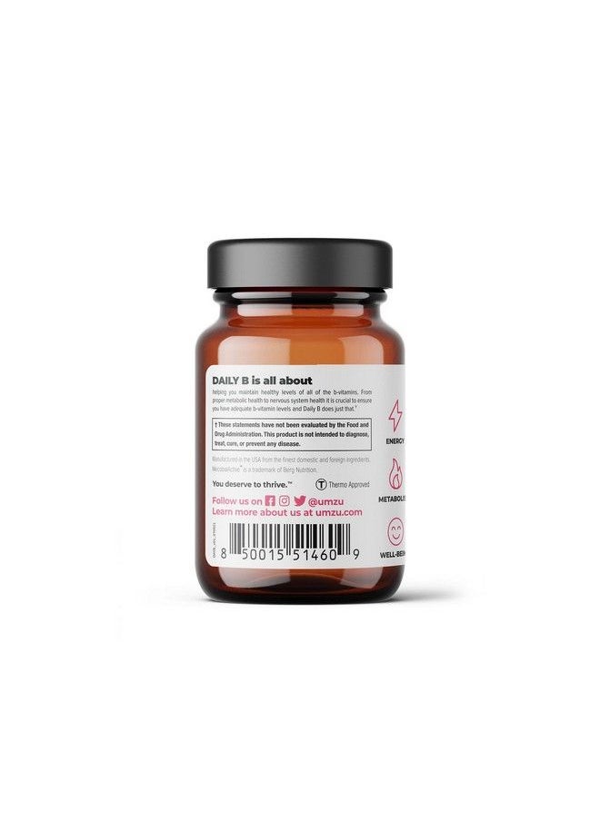 Daily B Complete B Vitamin Complex To Support Energy Cognition Focus And Well Being B1 B2 B3 B5 B6 B7 B9 B12 (30 Day Supply 30 Capsules)