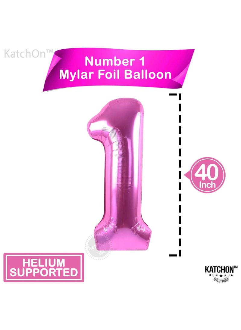 KATCHON Pink Number 1 Balloon for 1st Birthday or Anniversary Decoration 40 Inch  - Image 2
