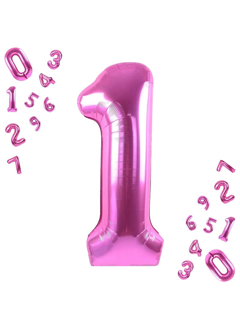 KATCHON Pink Number 1 Balloon for 1st Birthday or Anniversary Decoration 40 Inch  - Image 1