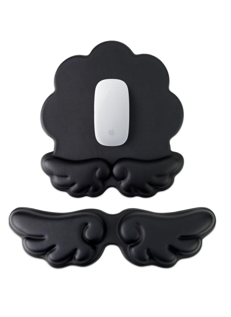 Wrist Rest for Keyboard & Mouse, Set of 2 Memory Foam Wings Palm Rest Keyboard with Non-Slip Base, Ergonomic Cloud Arm Rest Keyboard for Easy Typing Pain Relief for Gaming/Laptop  - Image 1