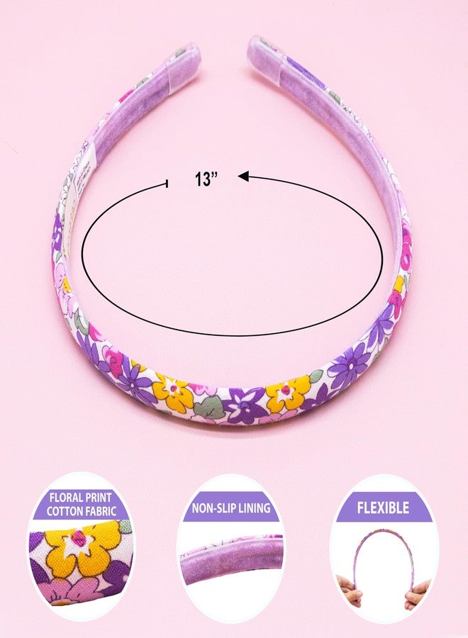 FROG SAC 6 Headbands for Girls - Thin Head Bands for Kids, Toddler Hair Band Accessories, Glitter Mermaid Floral Hairbands, Easter Basket Stocking Stuffers (Pink,Purple,Blue,Black,White) - Image 4