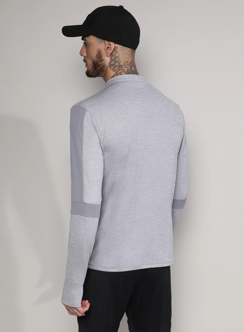 CAHOOT  Men's Light Grey Heathered Self-Design Activewear T-Shirt for Men | Best Price UAE