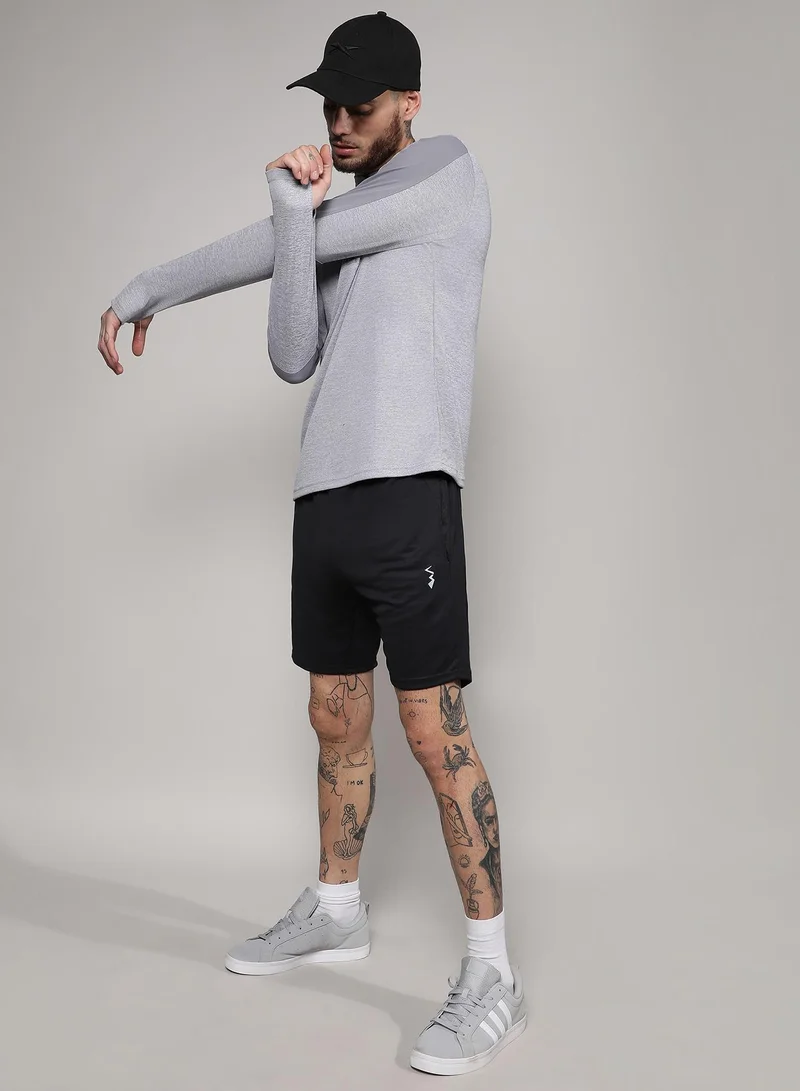 CAHOOT  Men's Light Grey Heathered Self-Design Activewear T-Shirt for Men | Best Price UAE