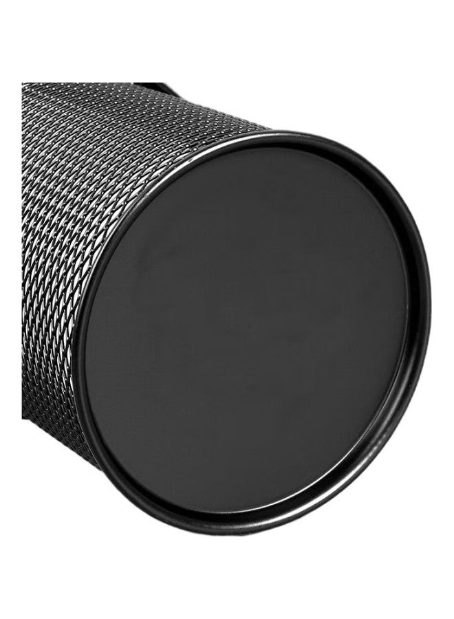 Simaa [Super Popular] Metal Mesh Round Thickened Pen Holder, Simple Creative Desktop Storage Box, Office Organizer, Black, 8638 - Image 1