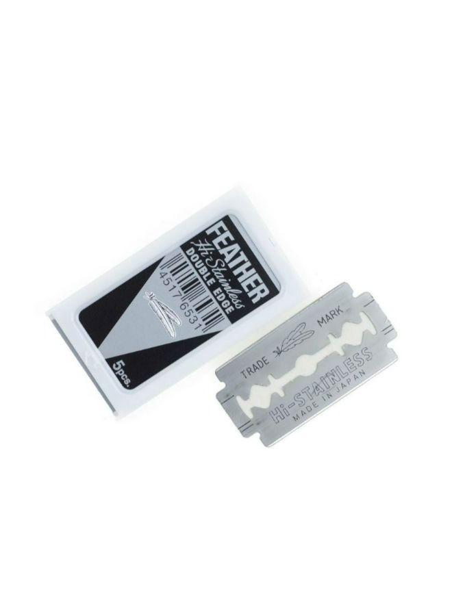 فيذر شفرات حلاقة مزدوجة الحافة فضية 5 قطعة - Image 3