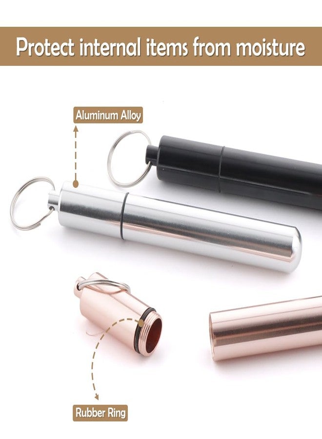 TWZKXC 4 Pack 5 Inch Metal Tube, Waterproof Storage Tube, with Cleaning Brush Aluminum Metal Storage Container Storage Tube Holder, Portable Toothpick Holder for Travel Outdoors Portable Fit in Pocket Purse - Image 3