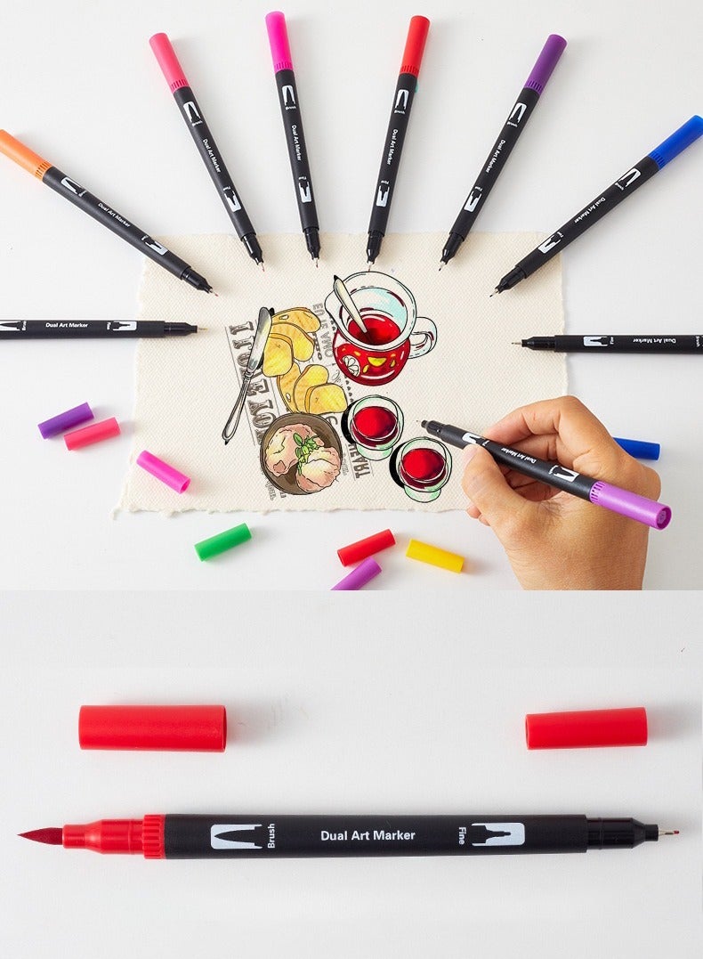 Manhua 12 Color Watercolor Pen Set Double Headed Washable Watercolor Pen - Image 4
