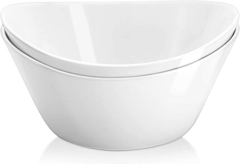 Yedio Salad Bowls Set, 40 Ounces Porcelain Serving Bowls for Kitchen, Large White Bowls for Soup, Oatmeal, Pasta, Snacks, Set of 2, Microwave Dishwasher Safe - Image 1