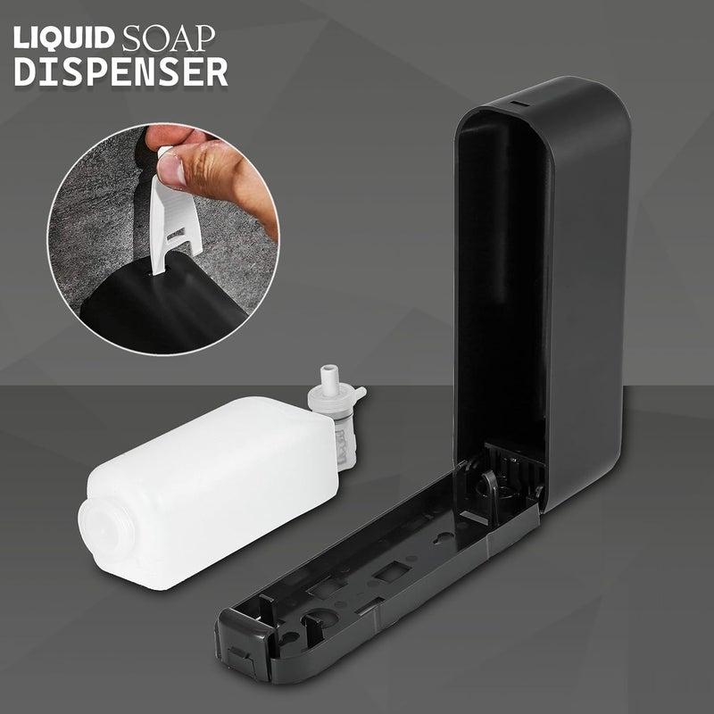 CLINTON موزع سائل متعدد الاستخدامات مثبت على الحائط لحمام السائل المعقم (350 مل دولفين أسود) - Image 3