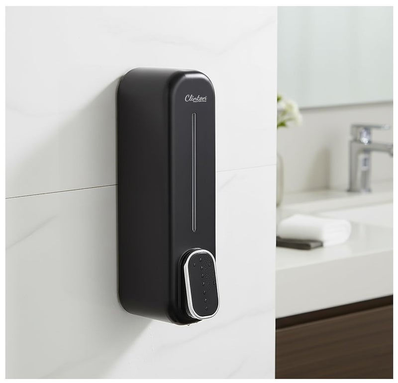 CLINTON موزع سائل متعدد الاستخدامات مثبت على الحائط لحمام السائل المعقم (350 مل دولفين أسود) - Image 1