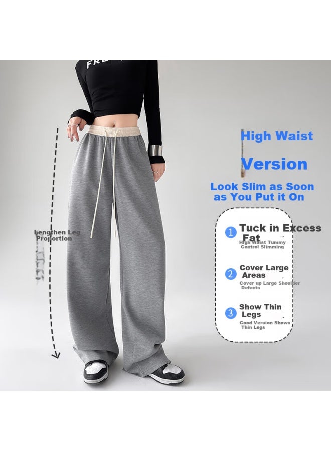 Liberal Casual Wide Leg High Waist Sports Pants For Women In The Spring New Collection, Loose Fit, Slimming, Flowy, Straight Leg, Petite Casual Pants - Image 1