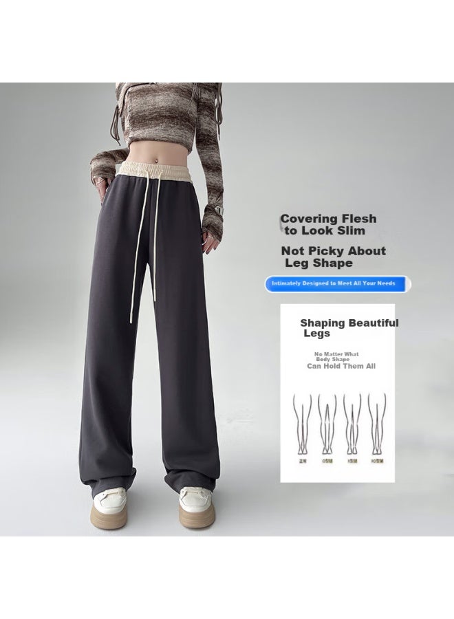 Liberal Casual Wide Leg High Waist Sports Pants For Women In The Spring New Collection, Loose Fit, Slimming, Flowy, Straight Leg, Petite Casual Pants - Image 3