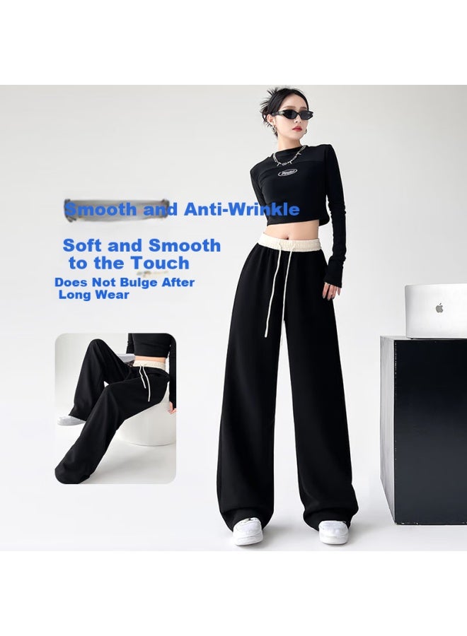 Liberal Casual Wide Leg High Waist Sports Pants For Women In The Spring New Collection, Loose Fit, Slimming, Flowy, Straight Leg, Petite Casual Pants - Image 2