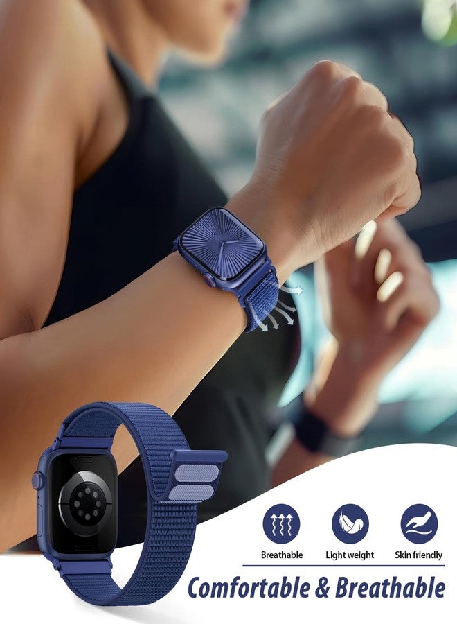 سوار رياضي من النايلون متوافق مع أساور ساعة Apple Watch 38 مم 40 مم 41 مم 42 مم للنساء والرجال، أحزمة معصم iWatch لسلسلة 11 10 9 8 7، قابل للتهوية، سوار ناعم مثالي للأنشطة الخارجية - Image 4