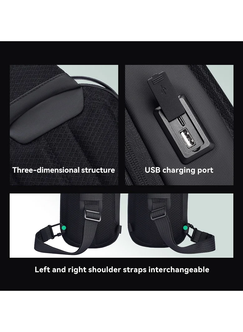 مارك رايدن حقيبة كروس مارك رايدن 3998 ذات غلاف صلب مع منفذ USB مدمج ونوع C