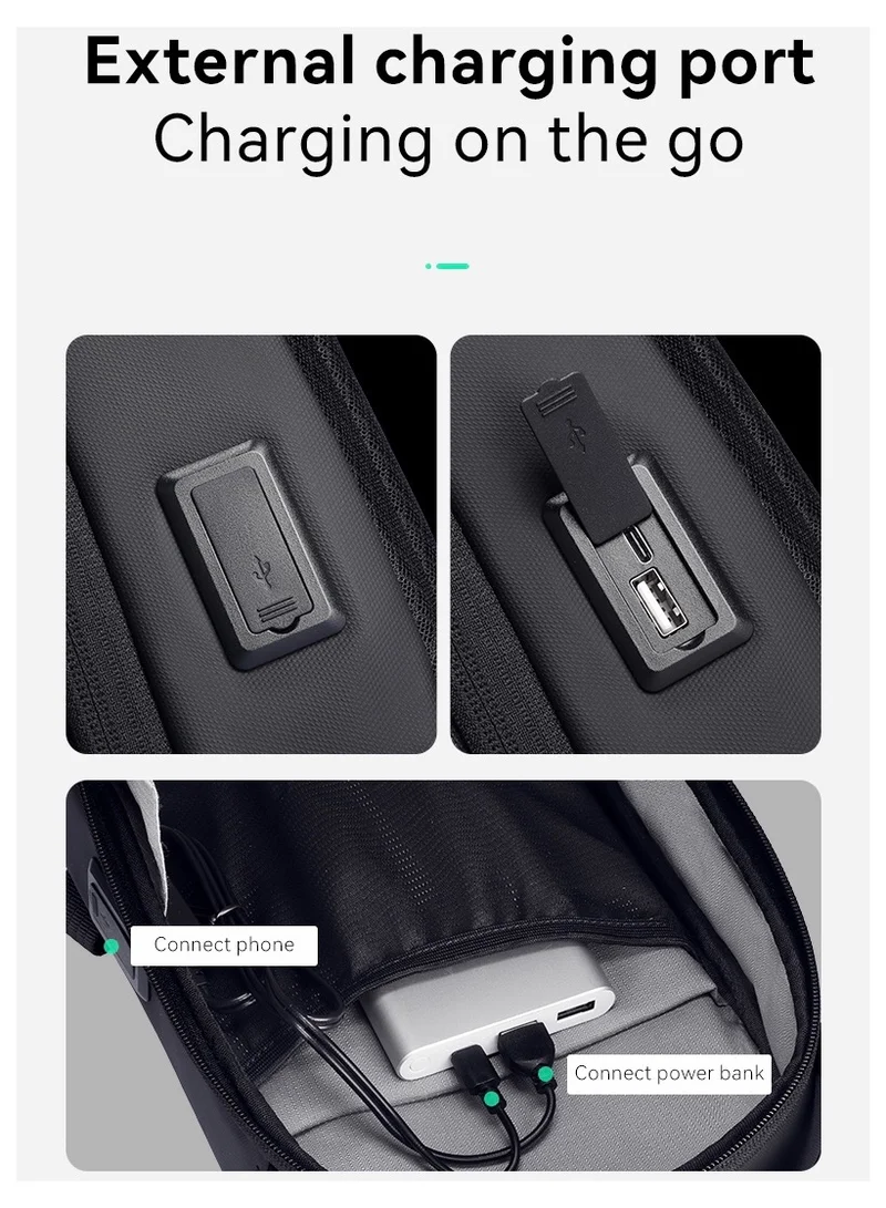 مارك رايدن حقيبة كروس مارك رايدن 3998 ذات غلاف صلب مع منفذ USB مدمج ونوع C