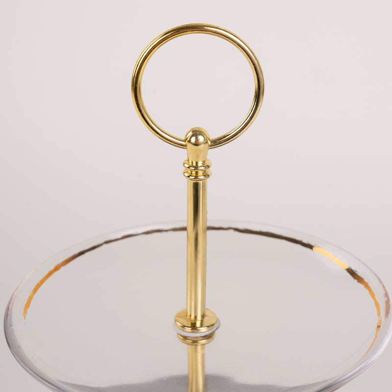 لا ميسا حامل الكيك من البورسلان والزجاج بثلاث أدوار من لا ميسا باللون الأبيض والرمادي - Image 4