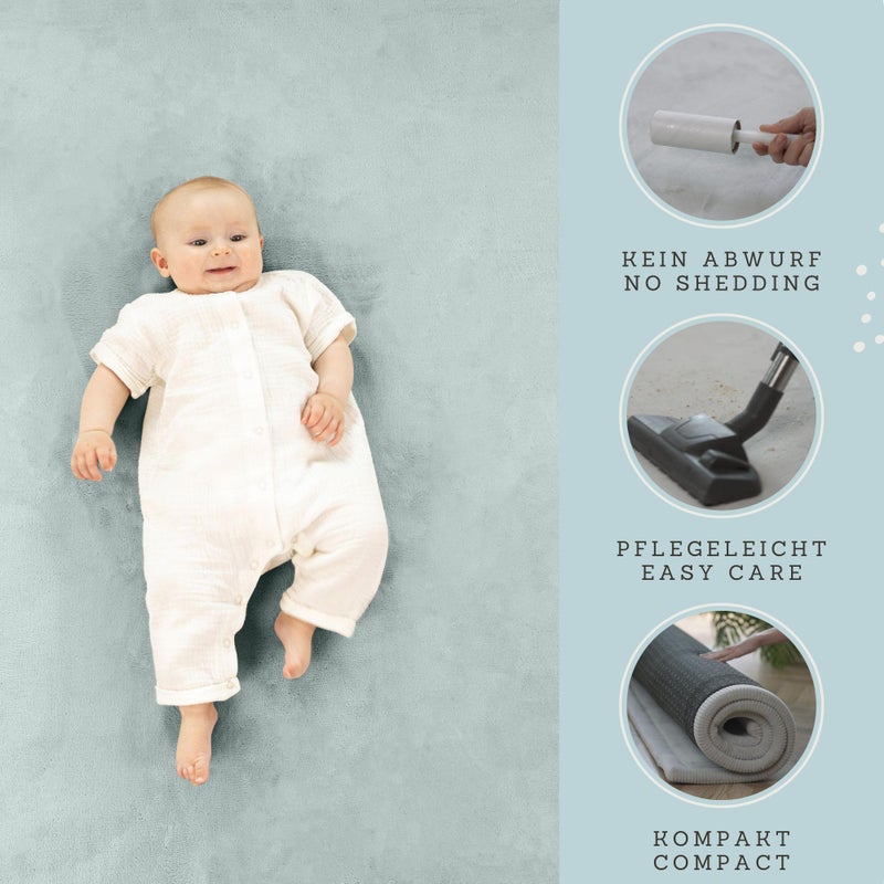 Hakuna Matte CloudSoft Baby Play Mat for Floor 60" x 80" Green â€“ Coral Velvet Memory Foam Rug for Crawling & Cozy Play â€“ Non-Slip, Water-Resistant, Easy-CareTummy Time Mat, Playmat for Playpen - Image 4
