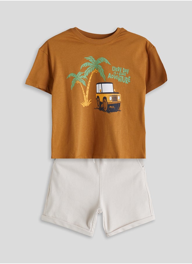 LC WAIKIKI Printed Boy T-Shirt and Shorts 2 Pack Summer  - Image 1