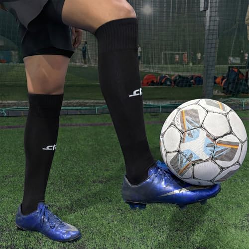 HEELIUM Bamboo Football Socks For Men & Women, Odour Free, Superior Grip & Cushioned Base, 3X Softer Than Cotton Stockings - Knee Length, Black - Image 4