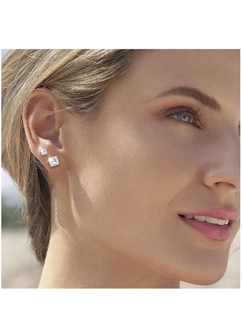 SYOSI 6 Pairs Stainless Steel Artificial Diamond Stud Earrings Set Suit for Woman Man Boy Girl 3-8mm - Image 4