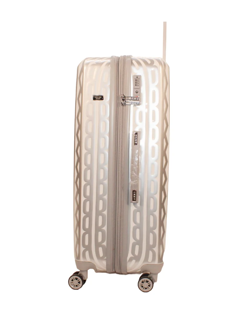 DKNY GLITZ GLAM Hardside luggage on wheels for unisex | ultra lightweight ABS on with spinner wheels 4 Color Silver
