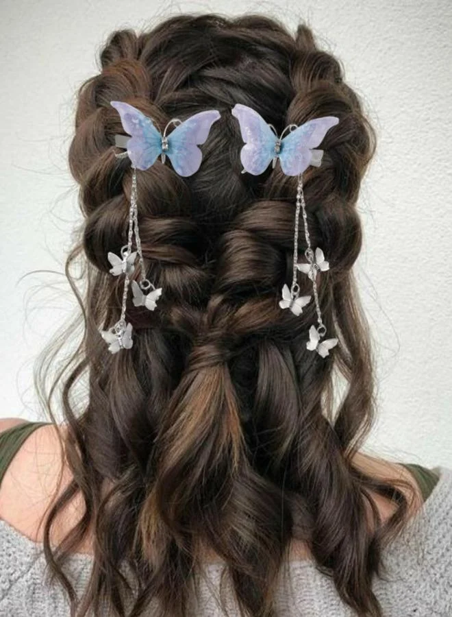 Take Two Pack of 2 - Blue Butterfly Hair Clips