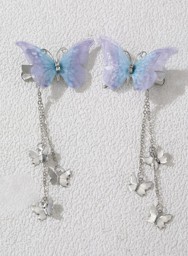 Take Two Pack of 2 - Blue Butterfly Hair Clips