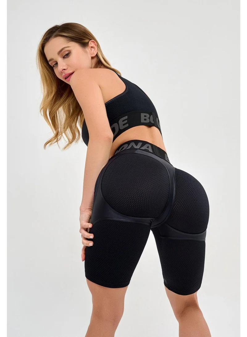 Bona Fide Bona Cycling Extra Push-up Black Skin Extra Skin High Waist Biker Gym Shorts for Women for Women | Best Price UAE